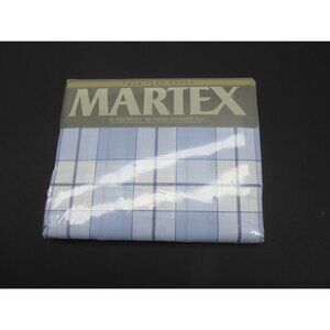 VTG Martex Twin Flat Sheet No‎ Iron Percale 180 Blue Plaid Harvard Square New